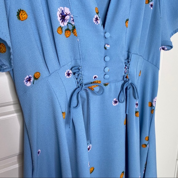 CHICWISH BLUE PINEAPPLE PRINT MINI DRESS SM - Picture 2 of 9